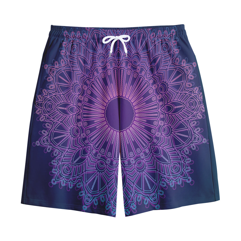 Purple Trippy Mandala Print Cotton Shorts