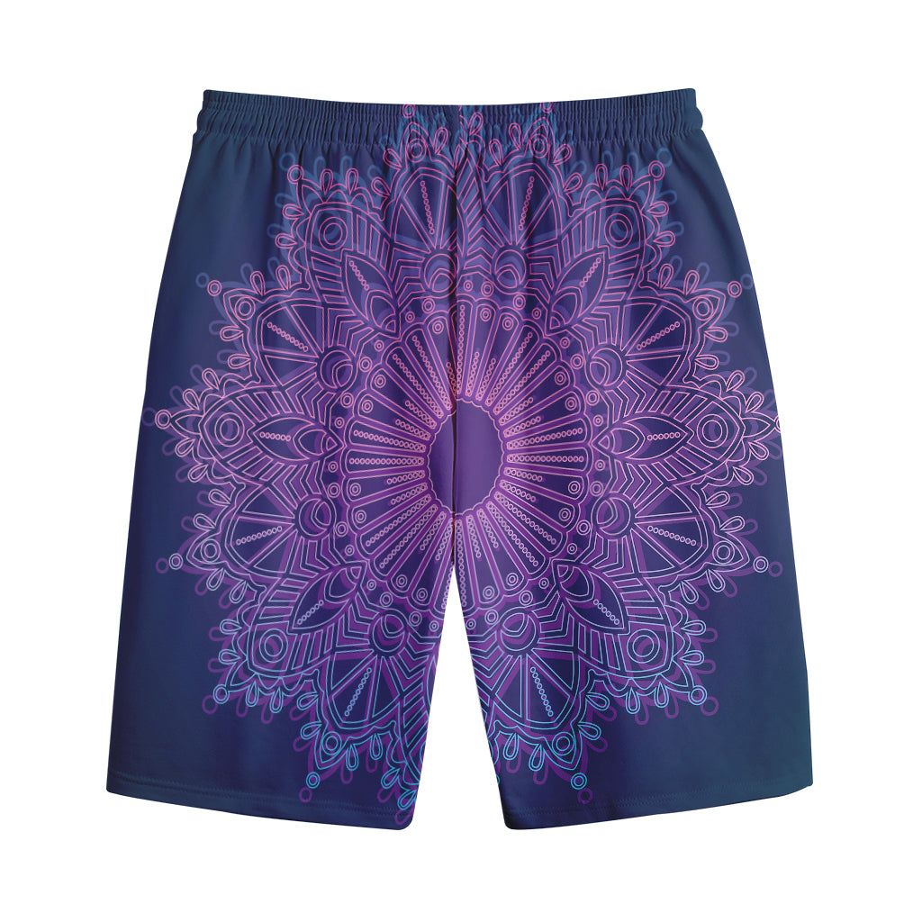 Purple Trippy Mandala Print Cotton Shorts