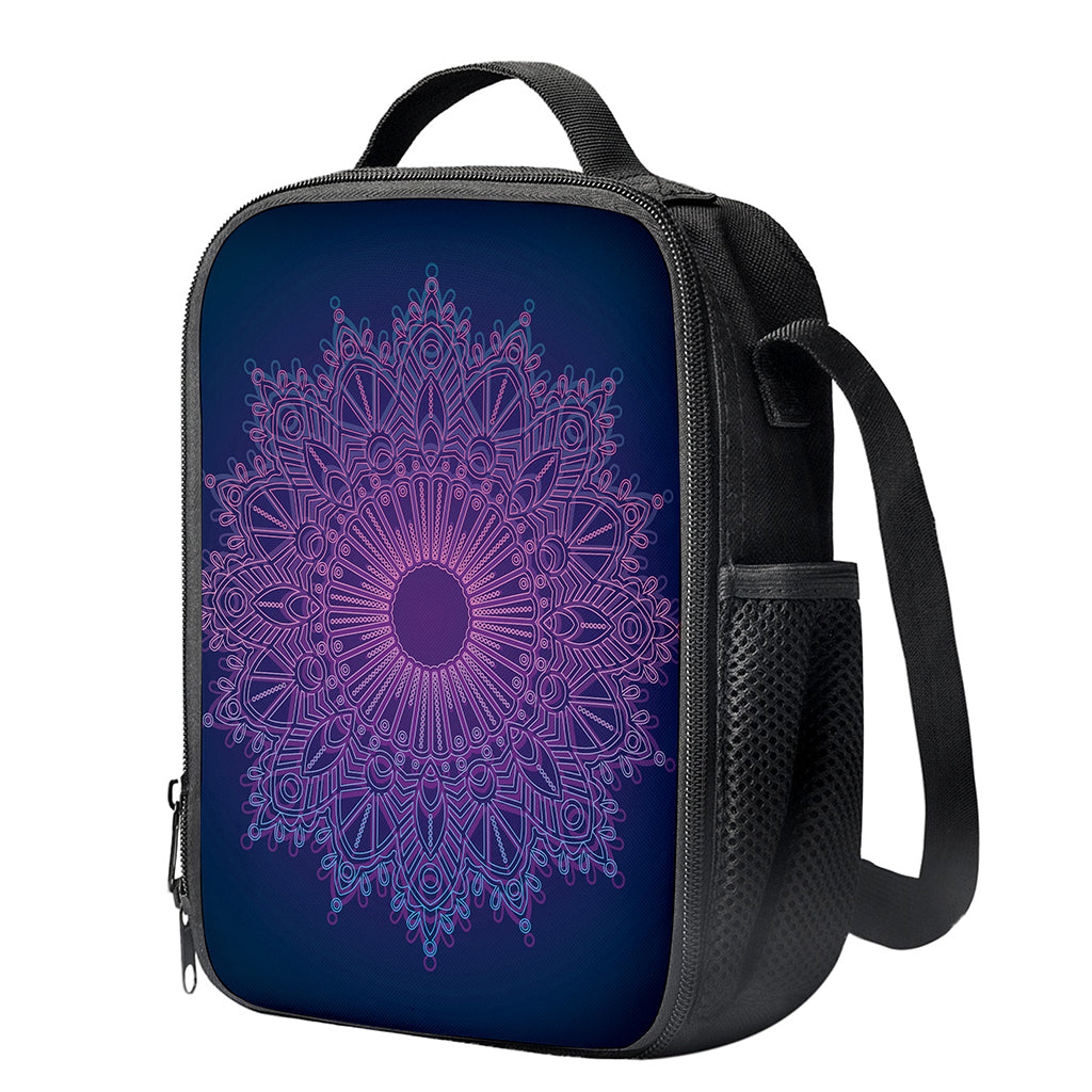 Purple Trippy Mandala Print Crossbody Lunch Bag