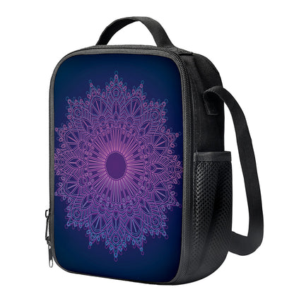 Purple Trippy Mandala Print Crossbody Lunch Bag