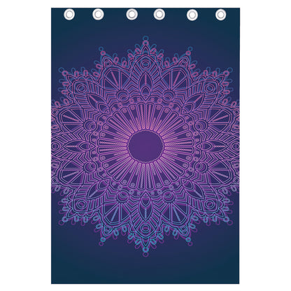 Purple Trippy Mandala Print Curtain