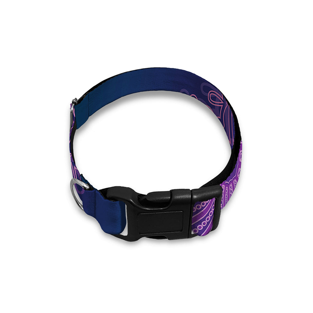 Purple Trippy Mandala Print Dog Collar