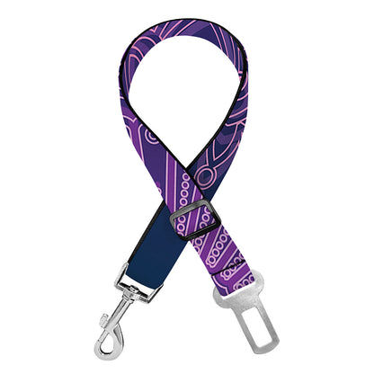 Purple Trippy Mandala Print Dog Seat Belt