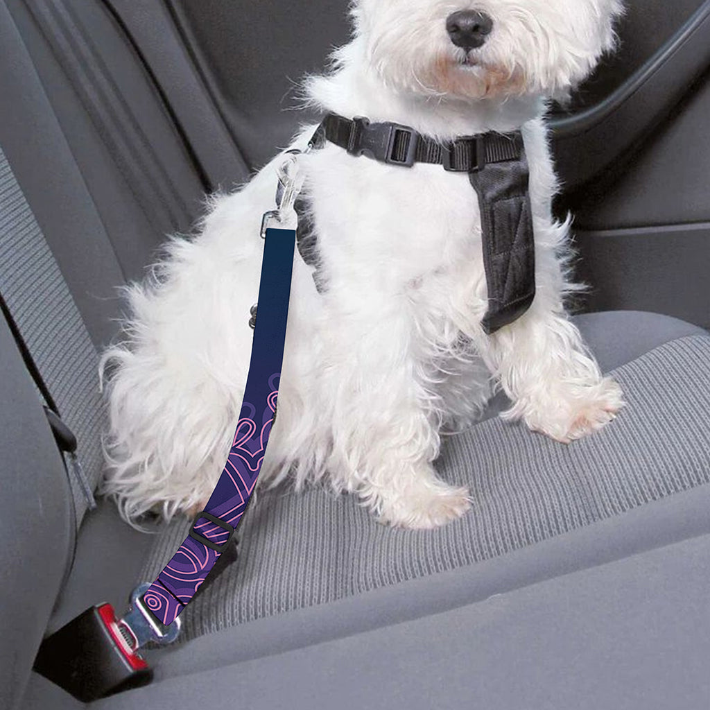 Purple Trippy Mandala Print Dog Seat Belt