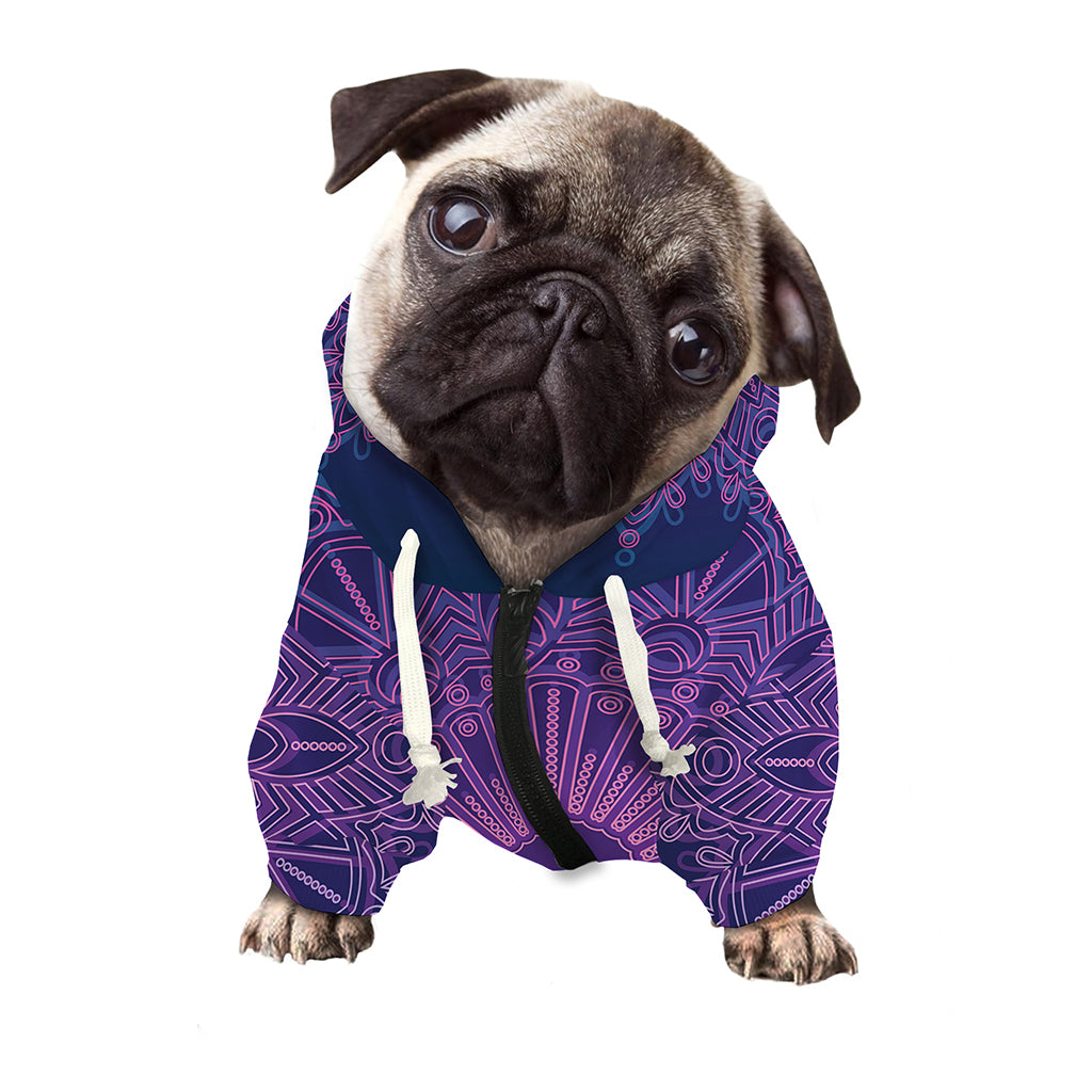 Purple Trippy Mandala Print Dog Zip Up Hoodie