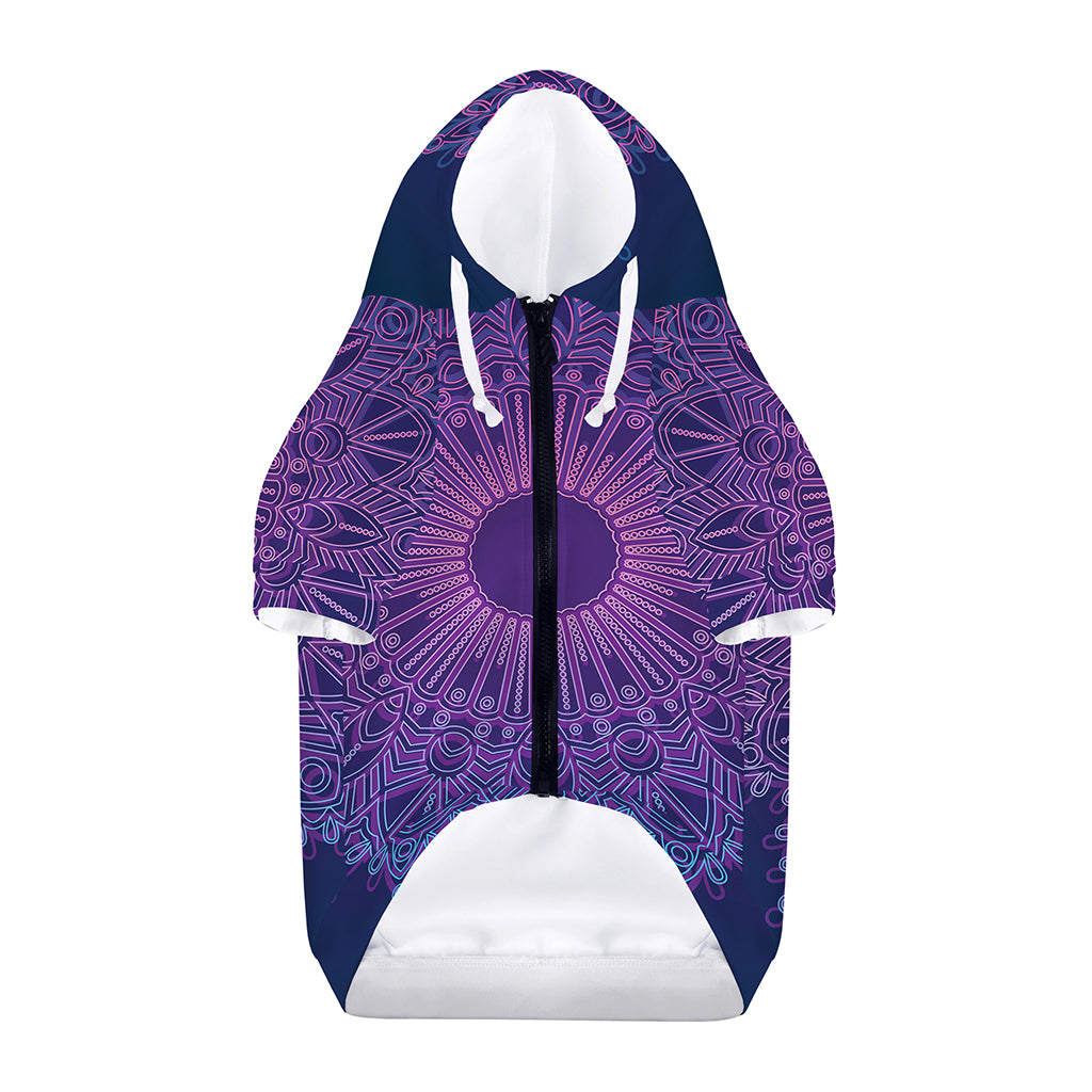 Purple Trippy Mandala Print Dog Zip Up Hoodie