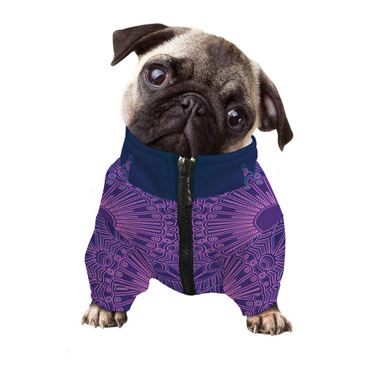 Purple Trippy Mandala Print Dog Zip Up Jacket