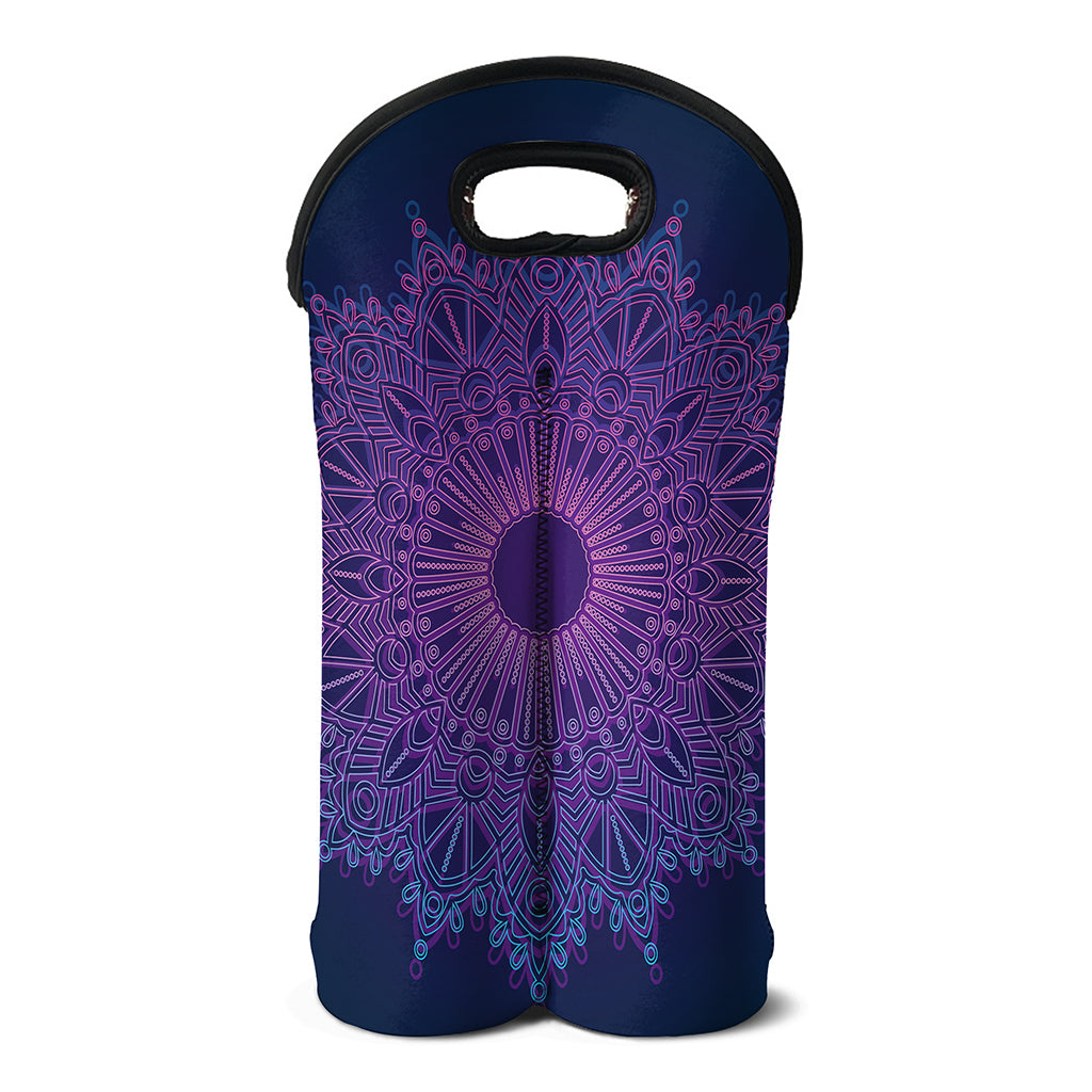 Purple Trippy Mandala Print Double Neoprene Wine Tote