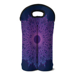 Purple Trippy Mandala Print Double Neoprene Wine Tote