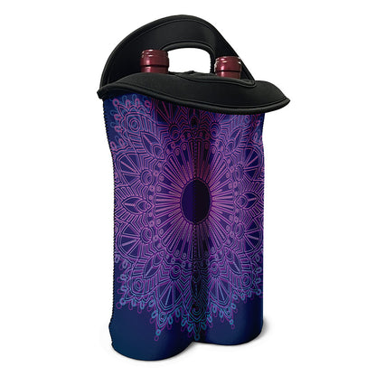 Purple Trippy Mandala Print Double Neoprene Wine Tote