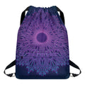 Purple Trippy Mandala Print Drawstring Backpack