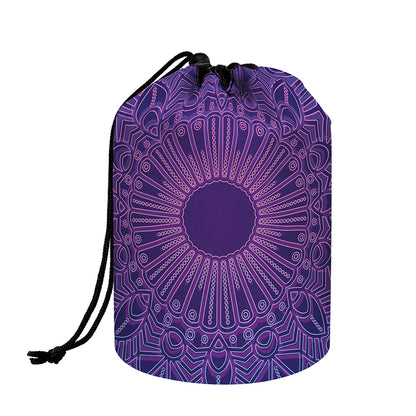 Purple Trippy Mandala Print Drawstring Makeup Bag