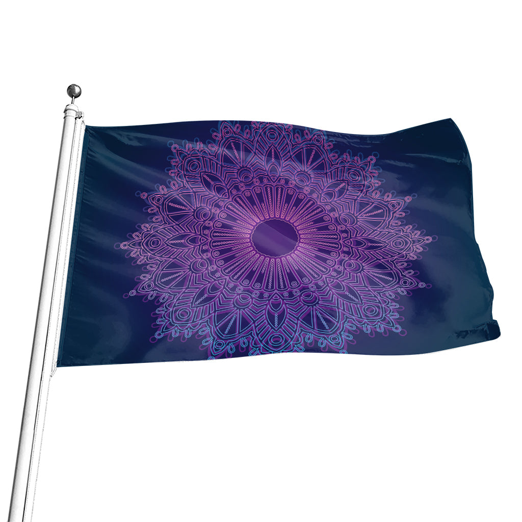 Purple Trippy Mandala Print Flag