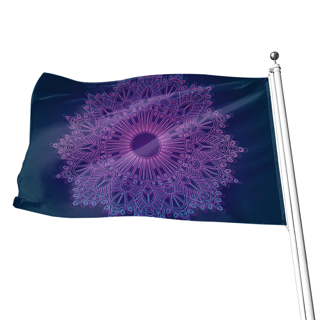 Purple Trippy Mandala Print Flag