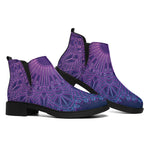 Purple Trippy Mandala Print Flat Ankle Boots