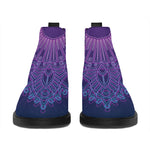 Purple Trippy Mandala Print Flat Ankle Boots