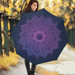 Purple Trippy Mandala Print Foldable Umbrella