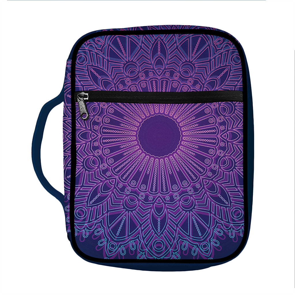 Purple Trippy Mandala Print Front Pocket Bible Bag