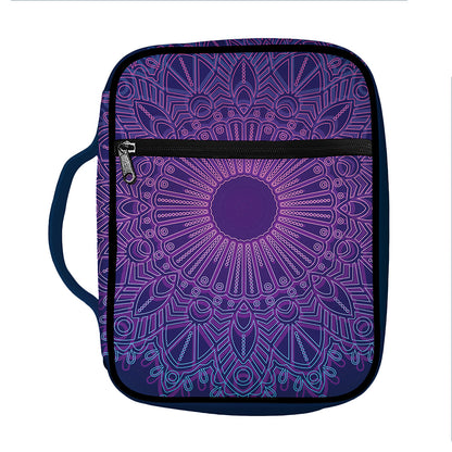 Purple Trippy Mandala Print Front Pocket Bible Bag