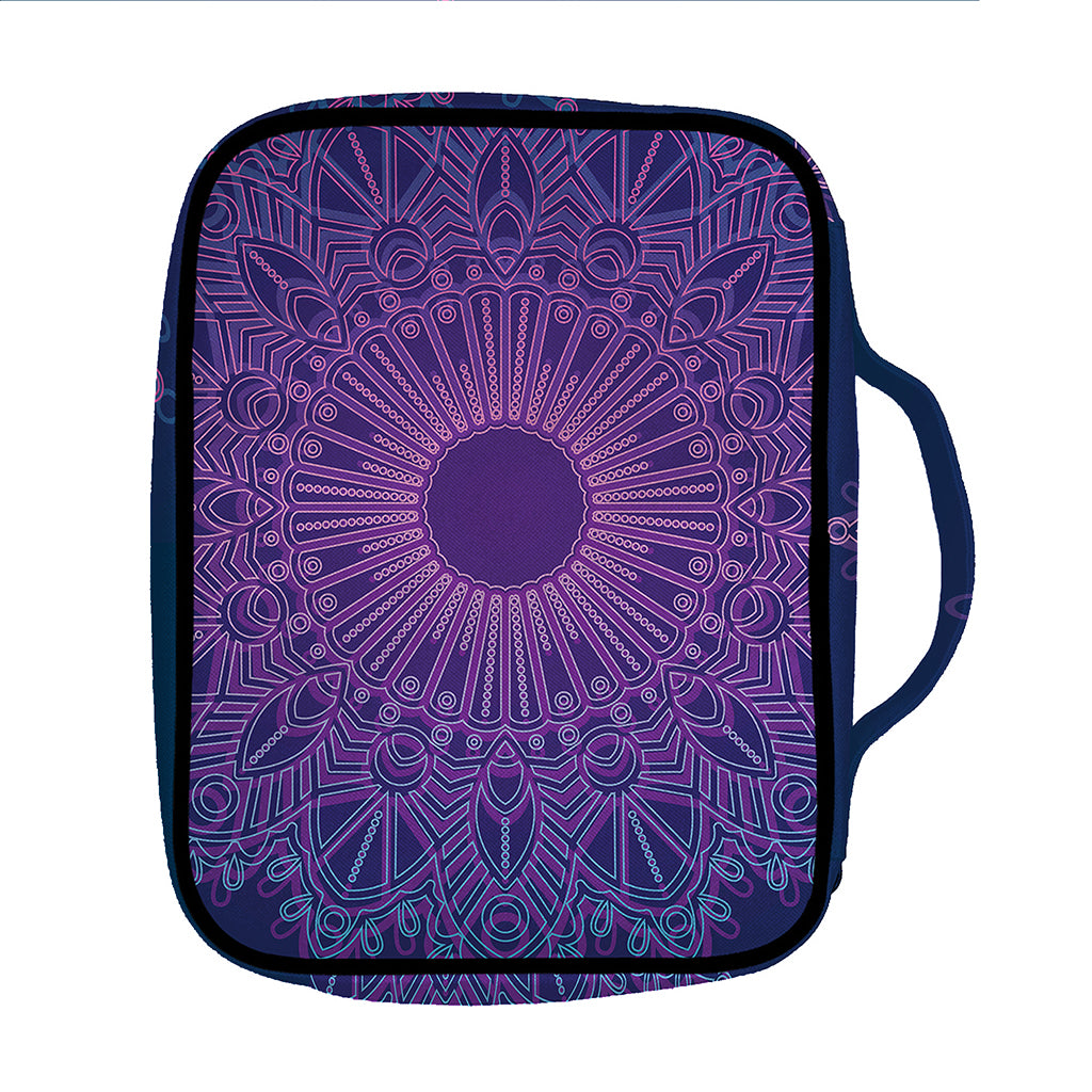 Purple Trippy Mandala Print Front Pocket Bible Bag