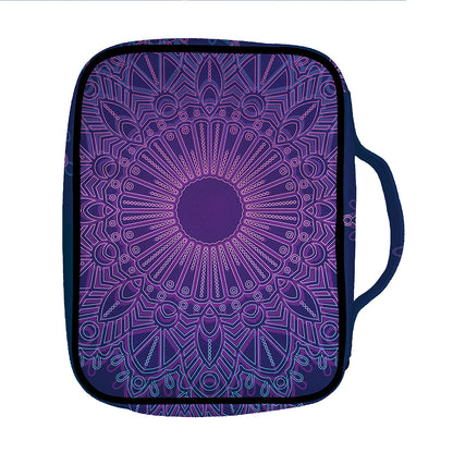 Purple Trippy Mandala Print Front Pocket Bible Bag