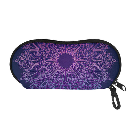 Purple Trippy Mandala Print Glasses Case