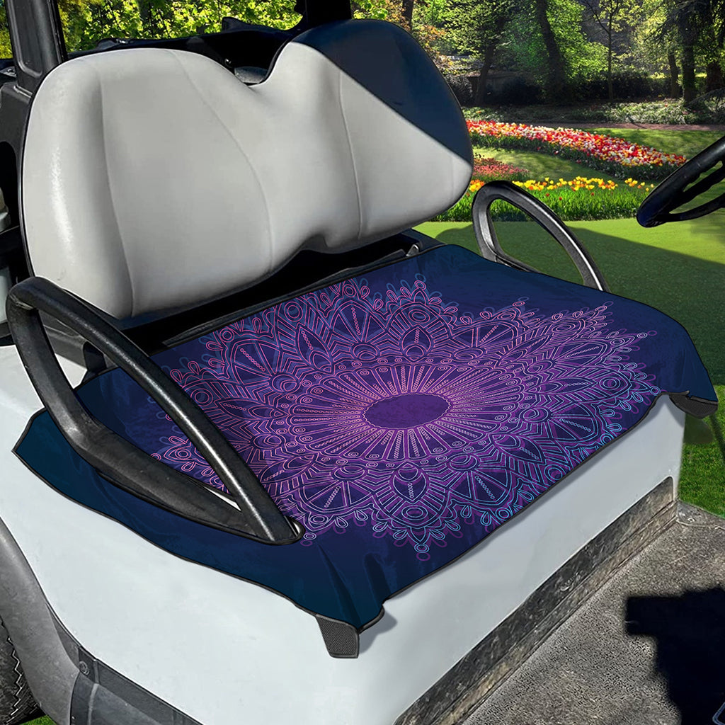 Purple Trippy Mandala Print Golf Cart Seat Cover