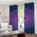Purple Trippy Mandala Print Grommet Curtains