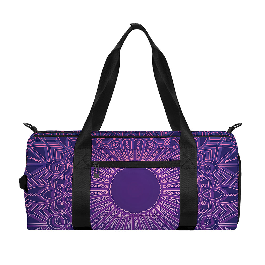 Purple Trippy Mandala Print Gym Bag
