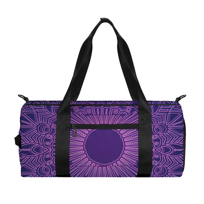 Purple Trippy Mandala Print Gym Bag