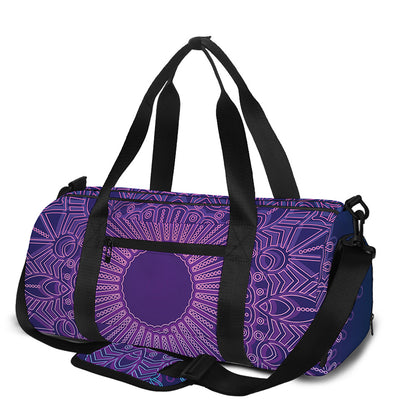 Purple Trippy Mandala Print Gym Bag