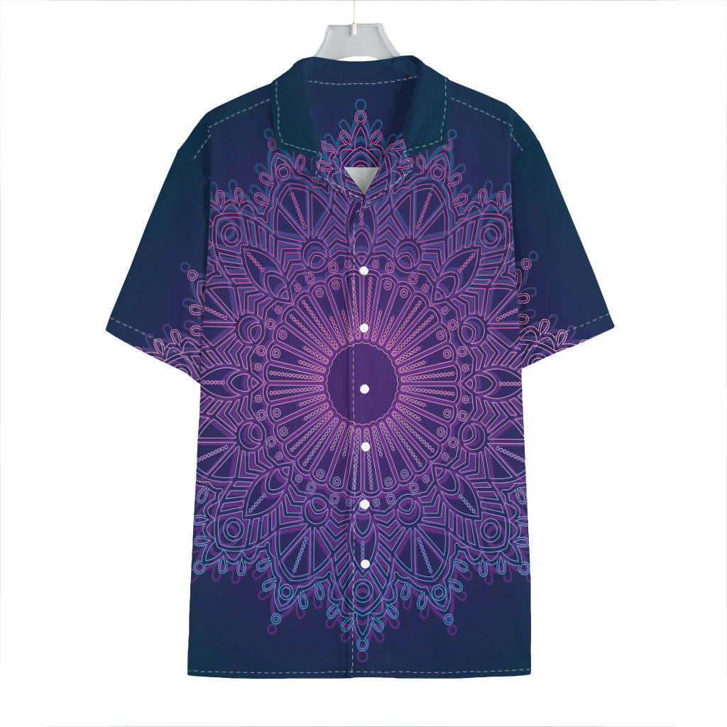 Purple Trippy Mandala Print Hawaiian Shirt