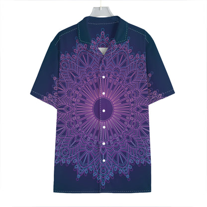Purple Trippy Mandala Print Hawaiian Shirt