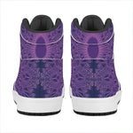 Purple Trippy Mandala Print High Top Leather Sneakers