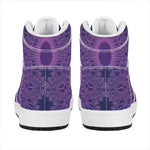 Purple Trippy Mandala Print High Top Leather Sneakers