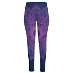 Purple Trippy Mandala Print High-Waisted Pocket Leggings