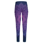 Purple Trippy Mandala Print High-Waisted Pocket Leggings