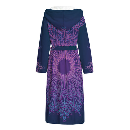 Purple Trippy Mandala Print Hooded Bathrobe