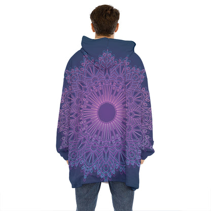 Purple Trippy Mandala Print Hoodie Blanket