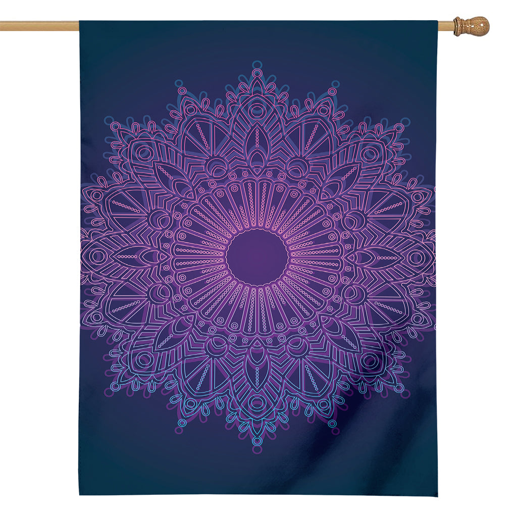 Purple Trippy Mandala Print House Flag