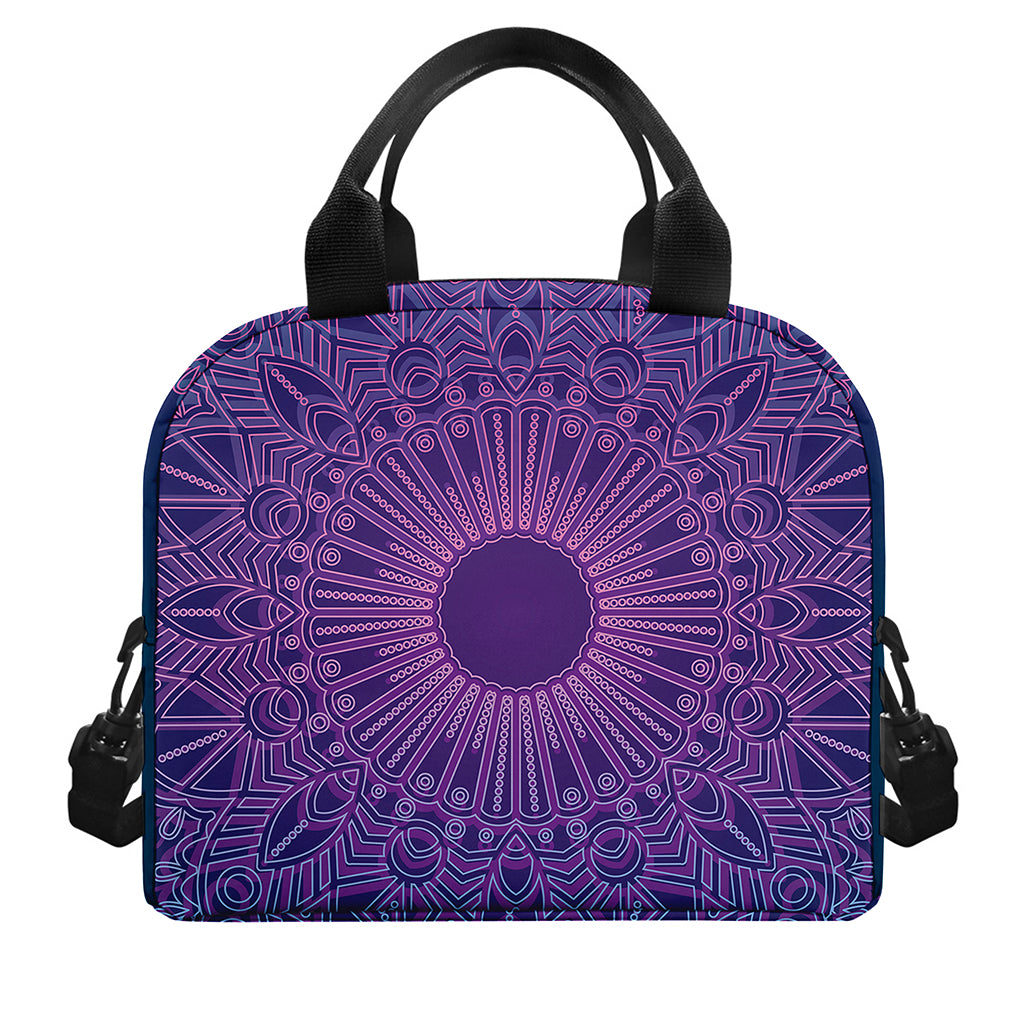Purple Trippy Mandala Print Insulated Lunch Bag