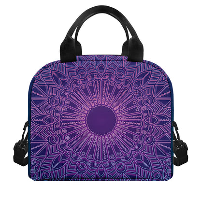 Purple Trippy Mandala Print Insulated Lunch Bag