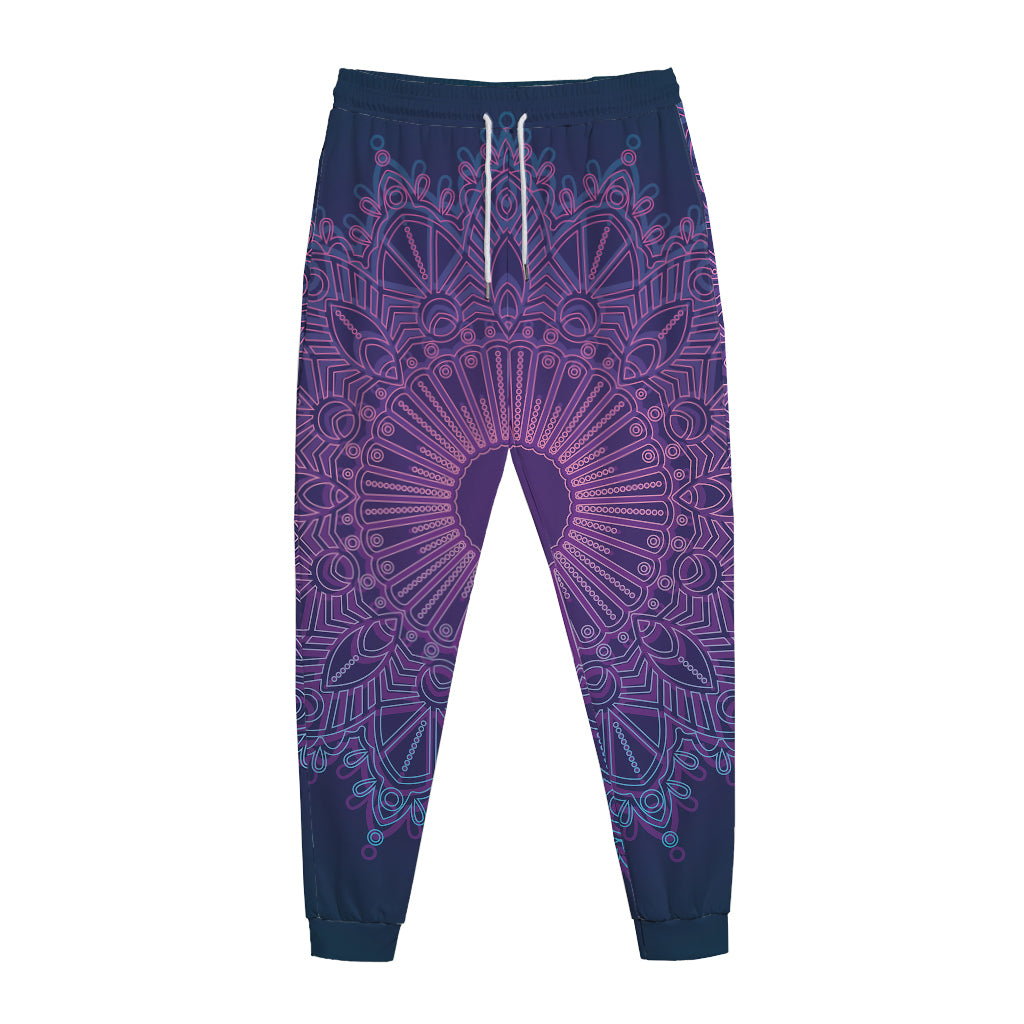 Purple Trippy Mandala Print Jogger Pants