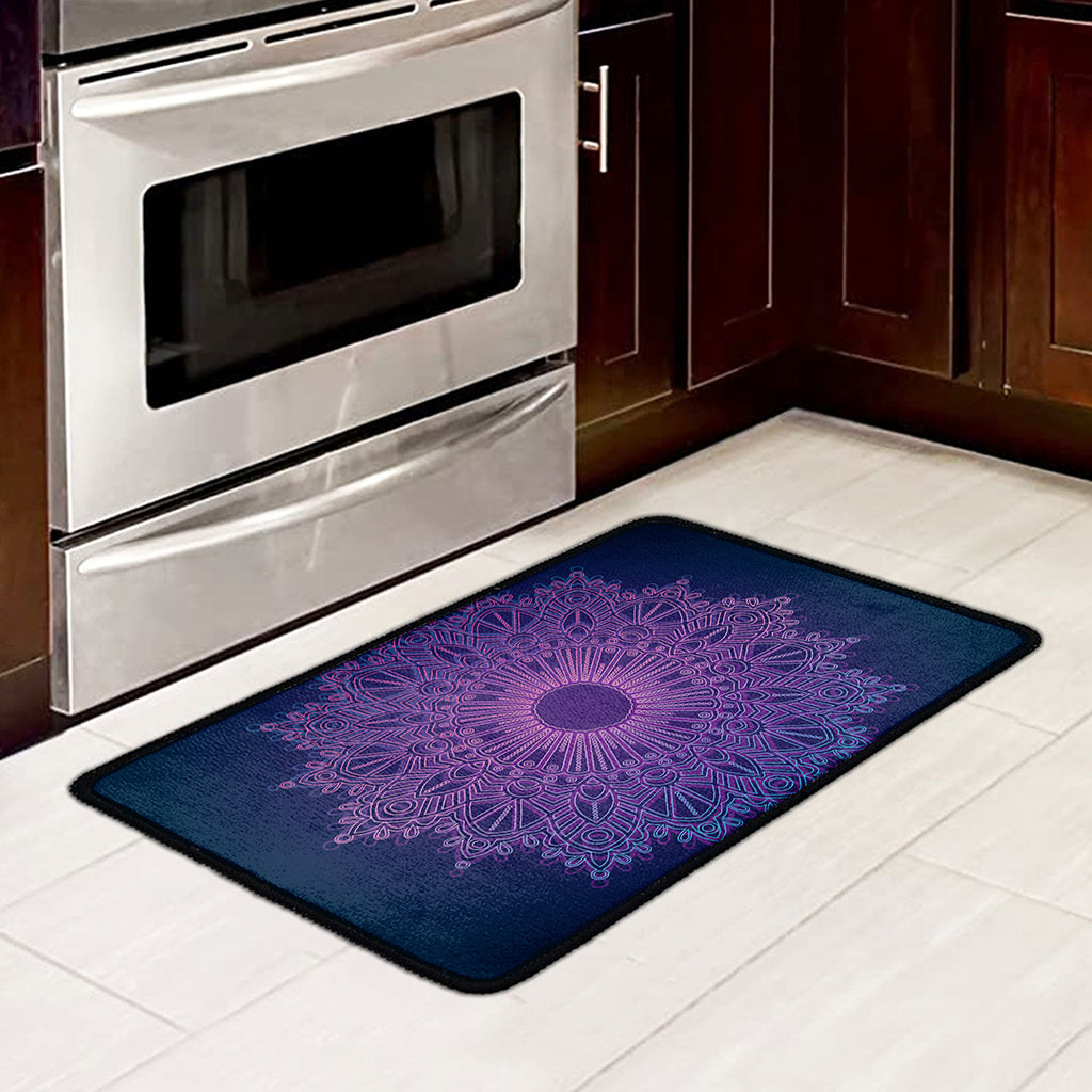 Purple Trippy Mandala Print Kitchen Mat