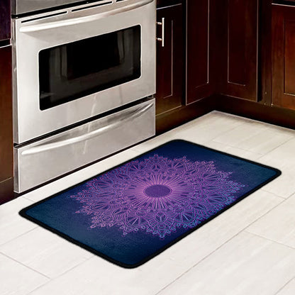 Purple Trippy Mandala Print Kitchen Mat