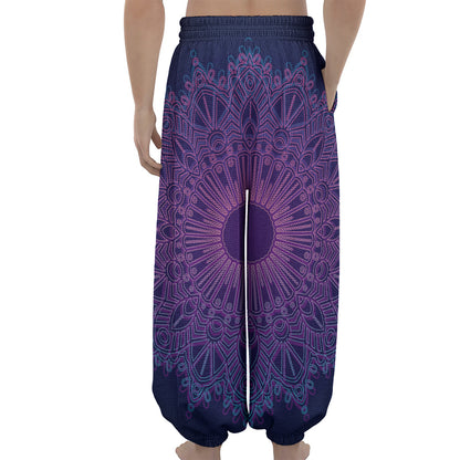Purple Trippy Mandala Print Lantern Pants