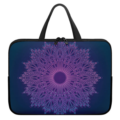 Purple Trippy Mandala Print Laptop Sleeve With Handle