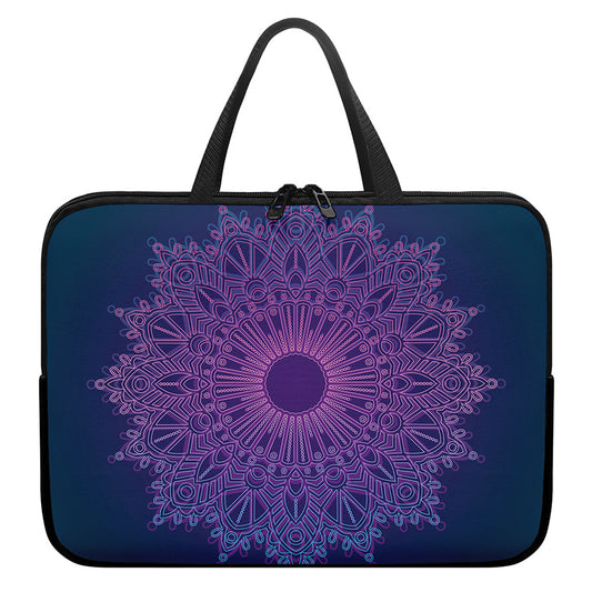 Purple Trippy Mandala Print Laptop Sleeve With Handle