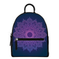 Purple Trippy Mandala Print Leather Backpack