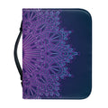 Purple Trippy Mandala Print Leather Bible Cover